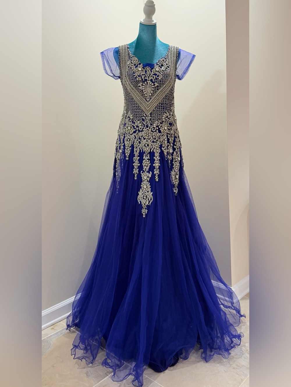 Embellished Royal Blue Evening Gown